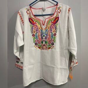 Embroidered White Tunic Top